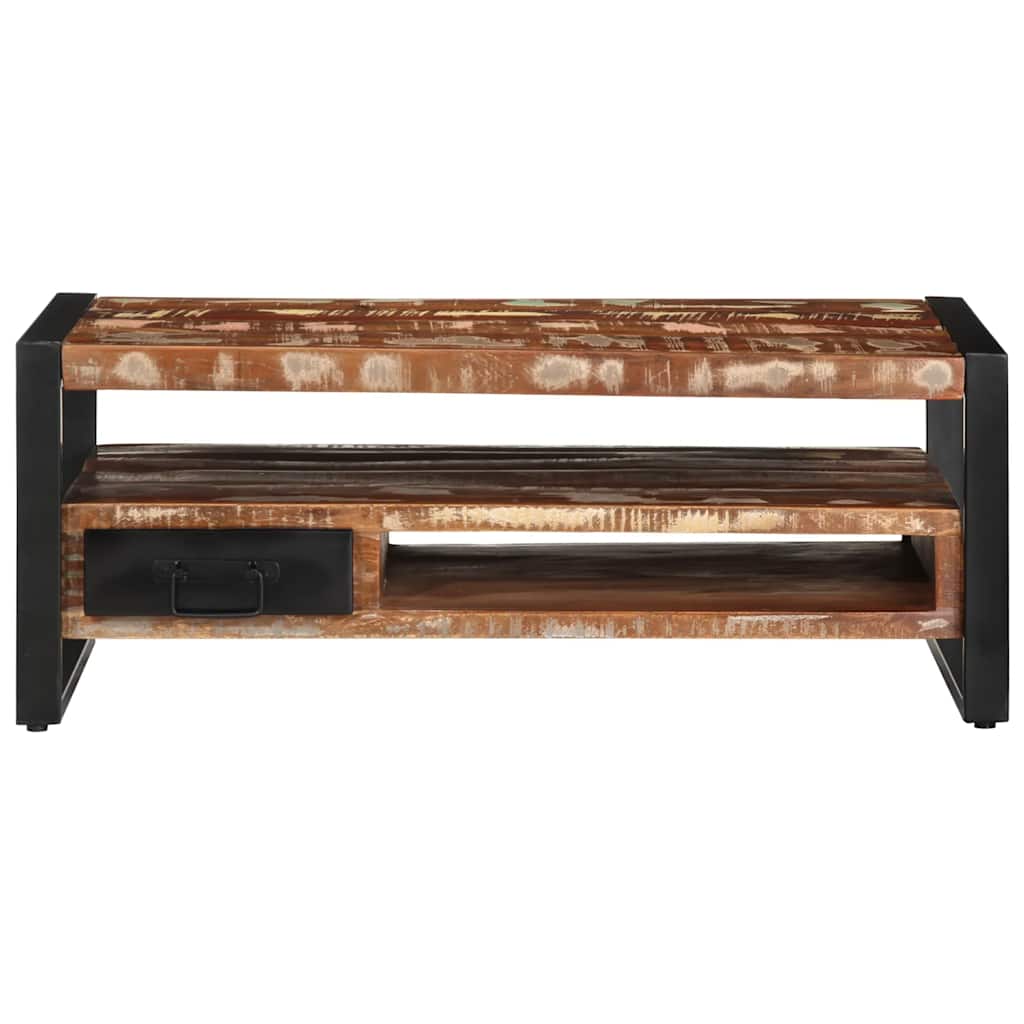 Mesa De Centro Multicolor 90x50x36 Cm Madera Maciza Reciclada_3