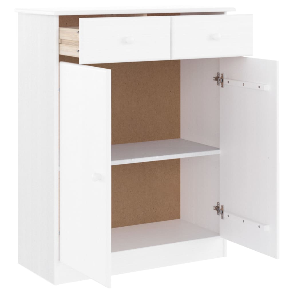 Mueble Zapatero Alta Madera Maciza De Pino Blanco 77x35x96 Cm / Vetonek_5