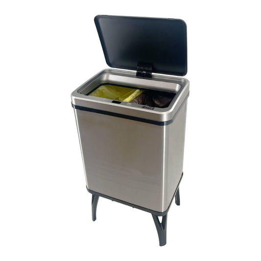 Cubo Inteligente Reciclaje 15l+15l Apertura Auto Gris_0