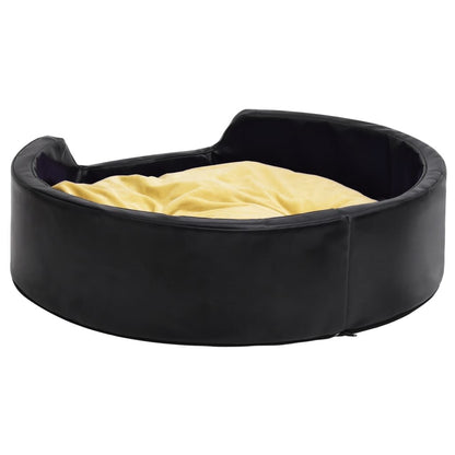 Vidaxl Cama De Perro Felpa Y Cuero Sintético Negro Amarillo 99x89x21cm_3