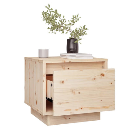 Mesita De Noche Madera Maciza De Pino 35x34x32 Cm_1