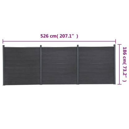Juego De Paneles De Valla Wpc Gris 526x186 Cm / Vetonek_3