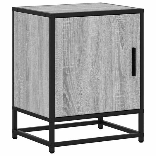 Mesita Noche Madera De Ingeniería Gris Sonoma 40x31x50 Cm Metal_0