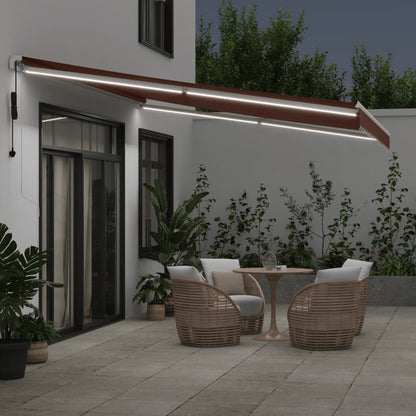 Toldo Retráctil Automático Con Luces Led Marrón 450x350 Cm_2