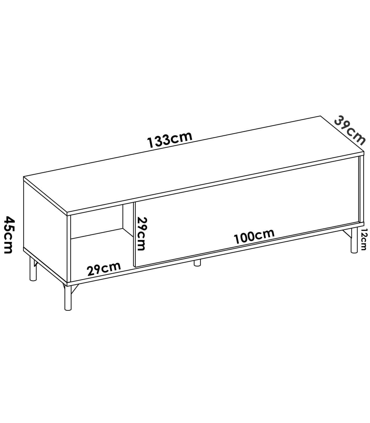 Mueble De Televisión Duna En Nordic Grafito 44,4 Cm(alto)132,6cm(ancho)38,9 Cm(largo)_3