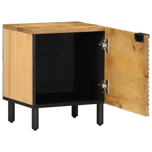 Mesilla De Noche Marrón 40x33x46 Cm Madera Maciza Mango_0