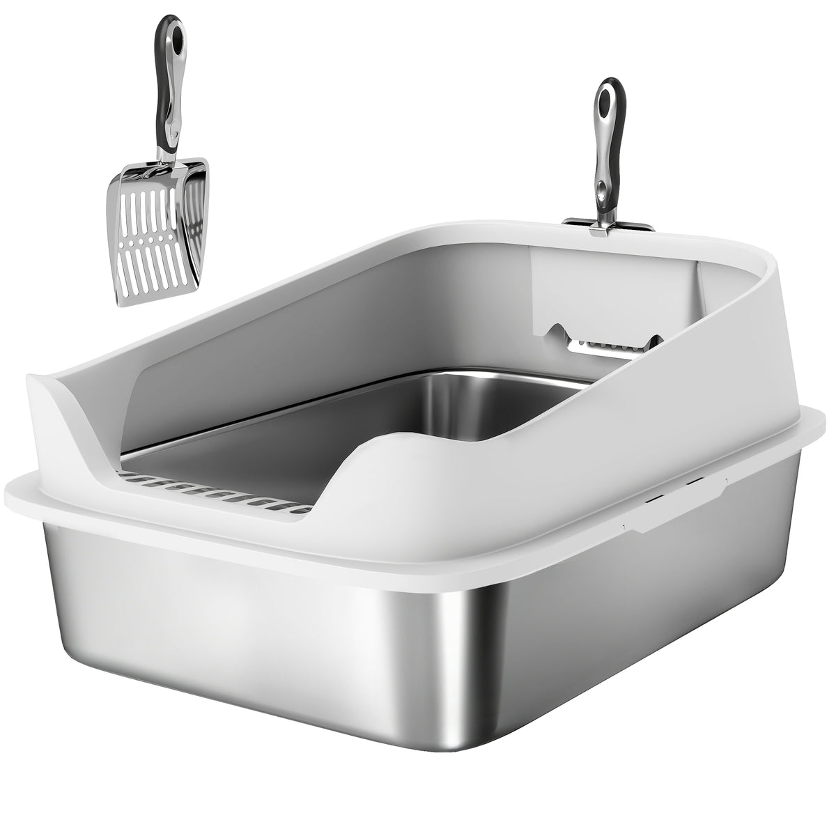 Pawhut Arenero Para Gatos De Acero Inoxidable Xl 60,2x40,2x29,7 Cm Gris_0