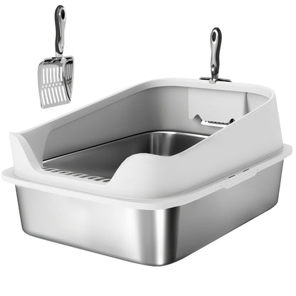 Pawhut Arenero Para Gatos De Acero Inoxidable Xl 60,2x40,2x29,7 Cm Gris_0