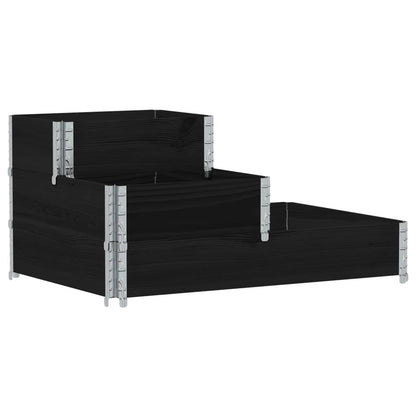 Arriate Elevado De 3 Niveles Madera Maciza Pino Negro 120x80 Cm_0