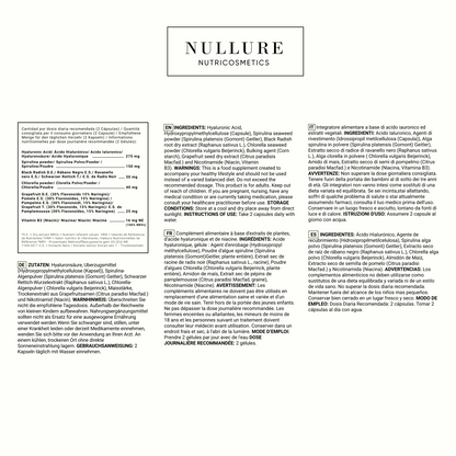 Ácido Hialurónico Complex  Nullure – Hidratación Profunda, Antiarrugas Con Espirulina Y Chlorella (120 Cápsulas)_4