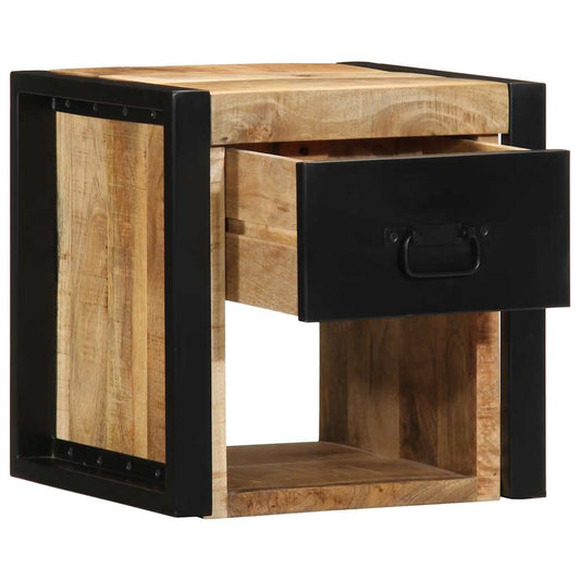 Mesita De Noche Madera Maciza De Mango 40x35x40 Cm_0