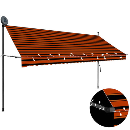 Toldo Manual Retráctil Con Led Naranja Y Marrón 350 Cm_1