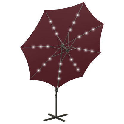 Vidaxl Sombrilla Jardín Voladiza Palo Y Luces Led Rojo Burdeos 300 Cm_4