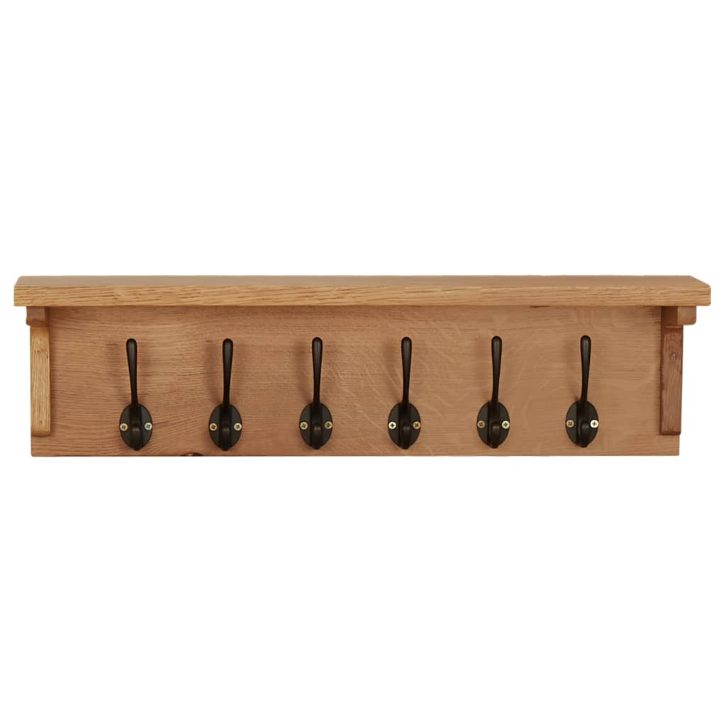 Perchero De Madera Maciza De Roble 60x16x16 Cm_0