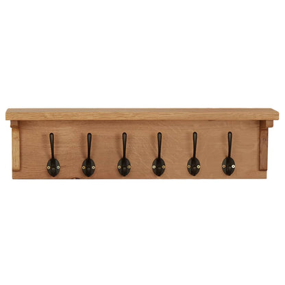 Perchero De Madera Maciza De Roble 60x16x16 Cm_0