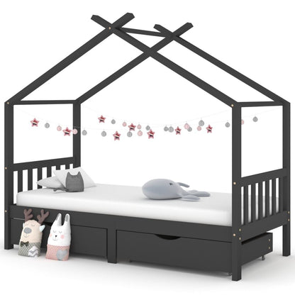 Vidaxl Estructura De Cama Infantil Y Cajones Madera Pino Gris 90x200cm_1