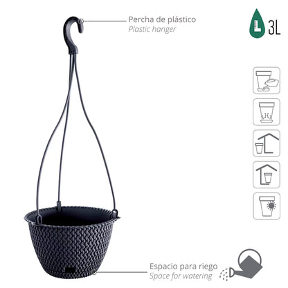 Macetero Colgante Splofy Round W 3l., Dimensiones (mm) 230x230x145, Color Antracita_2