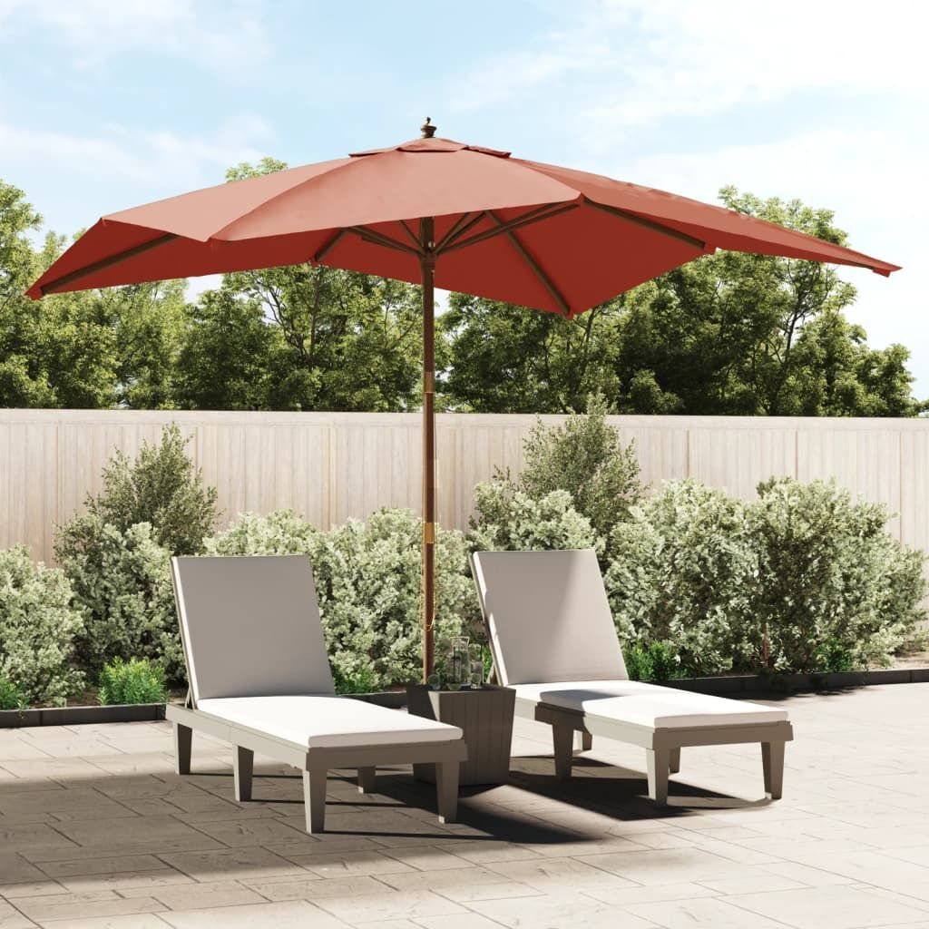 Vidaxl Sombrilla De Jardín Con Poste De Madera Terracota 300x300x273cm_1