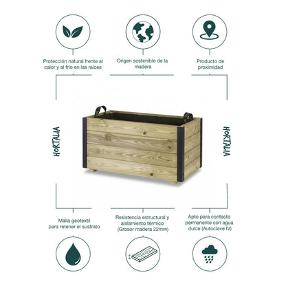 Jardinera De Madera Con Refuerzo De Aluminio 80x40x40 Cm Ghio Al Hortalia_4