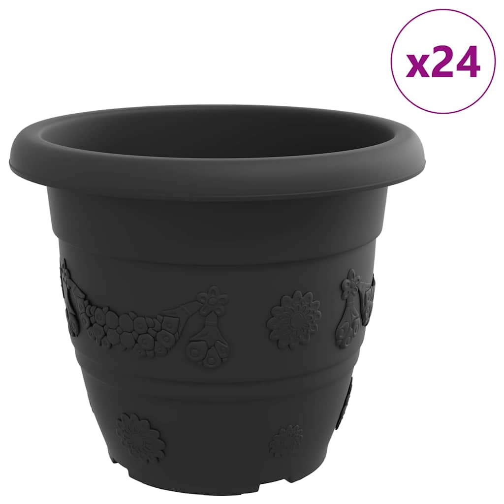 Maceta Redonda Para Flores 24 Uds. Negro Ø 34 X 28 Cm Plástico_0