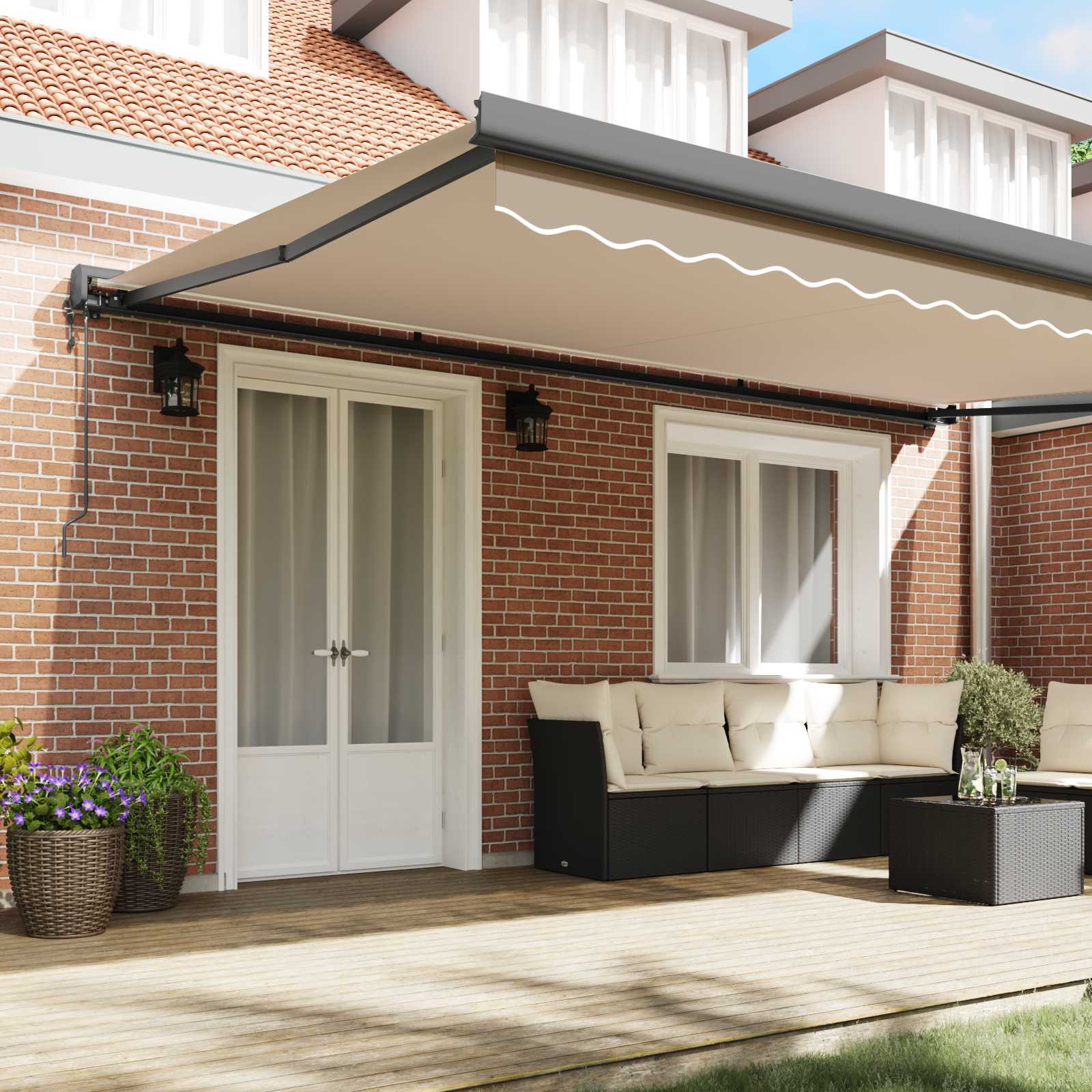 Toldo Retráctil Beige 500 X 300 Cm Tela Y Metal_2