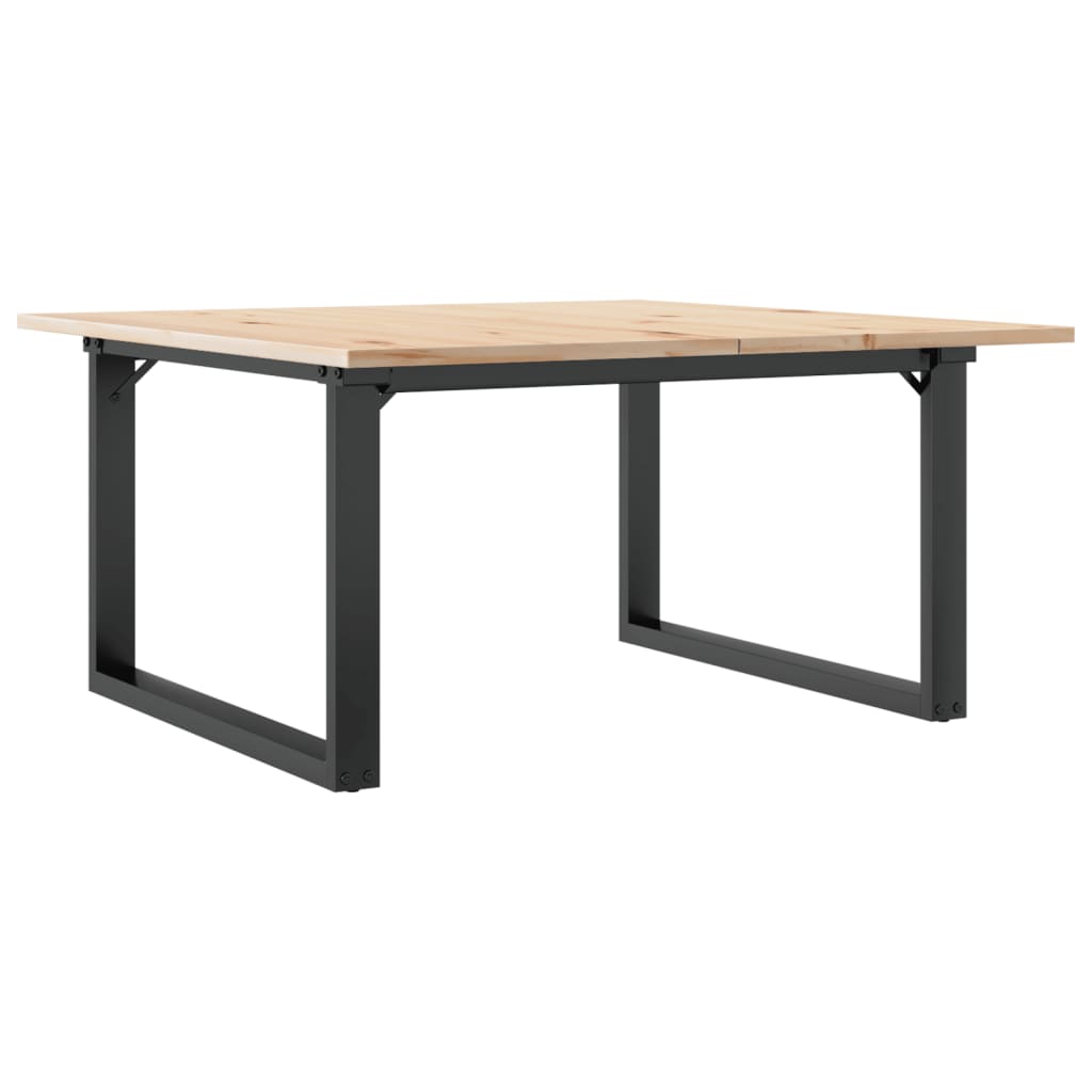 Mesa De Centro Marco O Madera Maciza Pino Y Acero 80x80x45 Cm_4