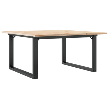 Mesa De Centro Marco O Madera Maciza Pino Y Acero 80x80x45 Cm_4