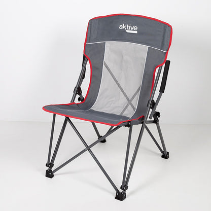 Silla Plegable Camping Antivuelco Gris C/reposabrazos Removíbles Aktive_5