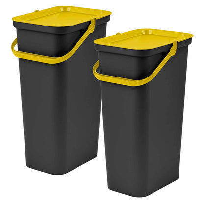 Set De 2 Papeleras moda 40l Con Asa Ámbar Y Negro
