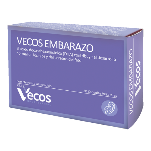 Vecos Embarazo Vecos 30 Cápsulas | Desarrollo Del Bebé | Dha + Folato + Yodo_0