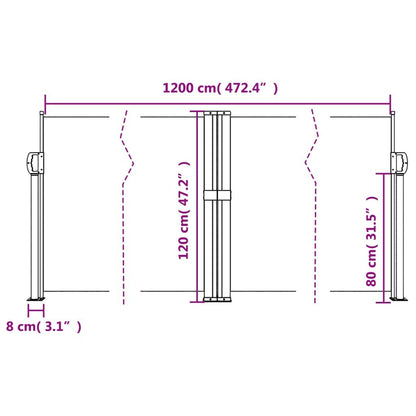 Vidaxl Toldo Lateral Retráctil Gris Taupe 120x1200 Cm_2