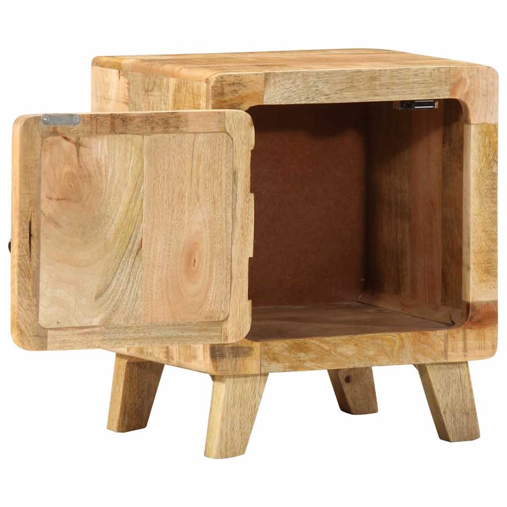 Mesita De Noche De Madera Maciza De Mango Rugosa 40x32x46 Cm_3