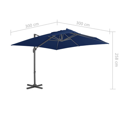 Vidaxl Sombrilla Voladiza Con Poste De Aluminio Azul Marino 3x3 M_2