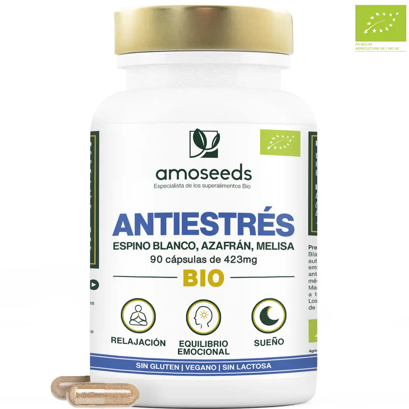 Complejo Antiestrés Bio, Espino Blanco, Azafrán, Melisa | 90 Cápsulas_0