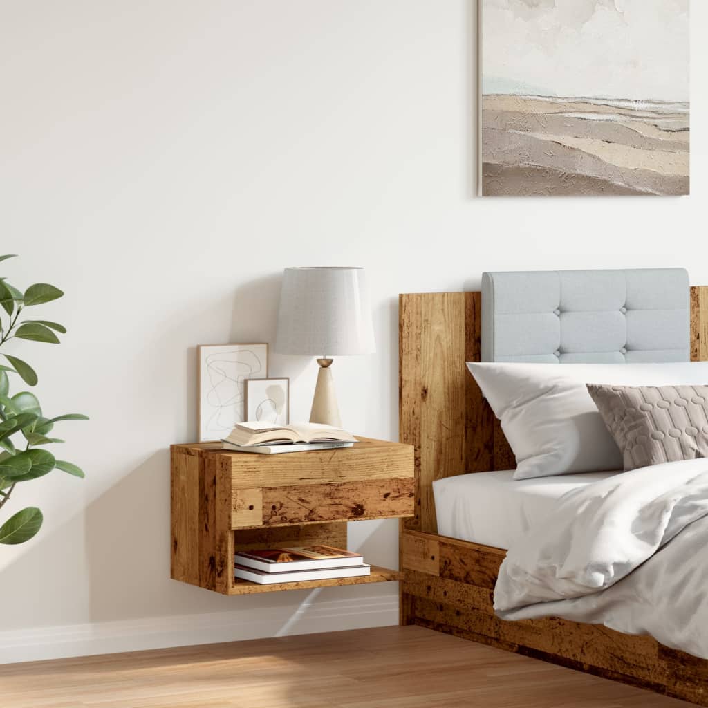 Mesita De Noche De Pared Madera Envejecida_1