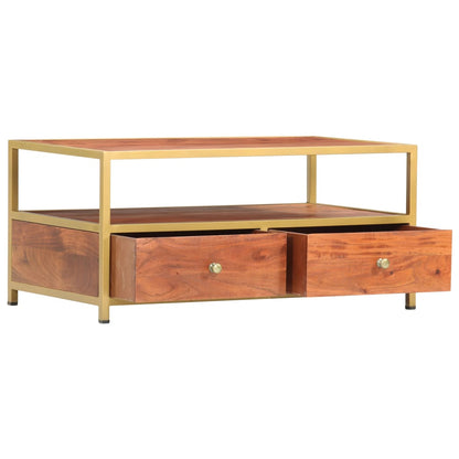 Mesa De Centro De Madera Maciza De Acacia 90x50x40 Cm_0