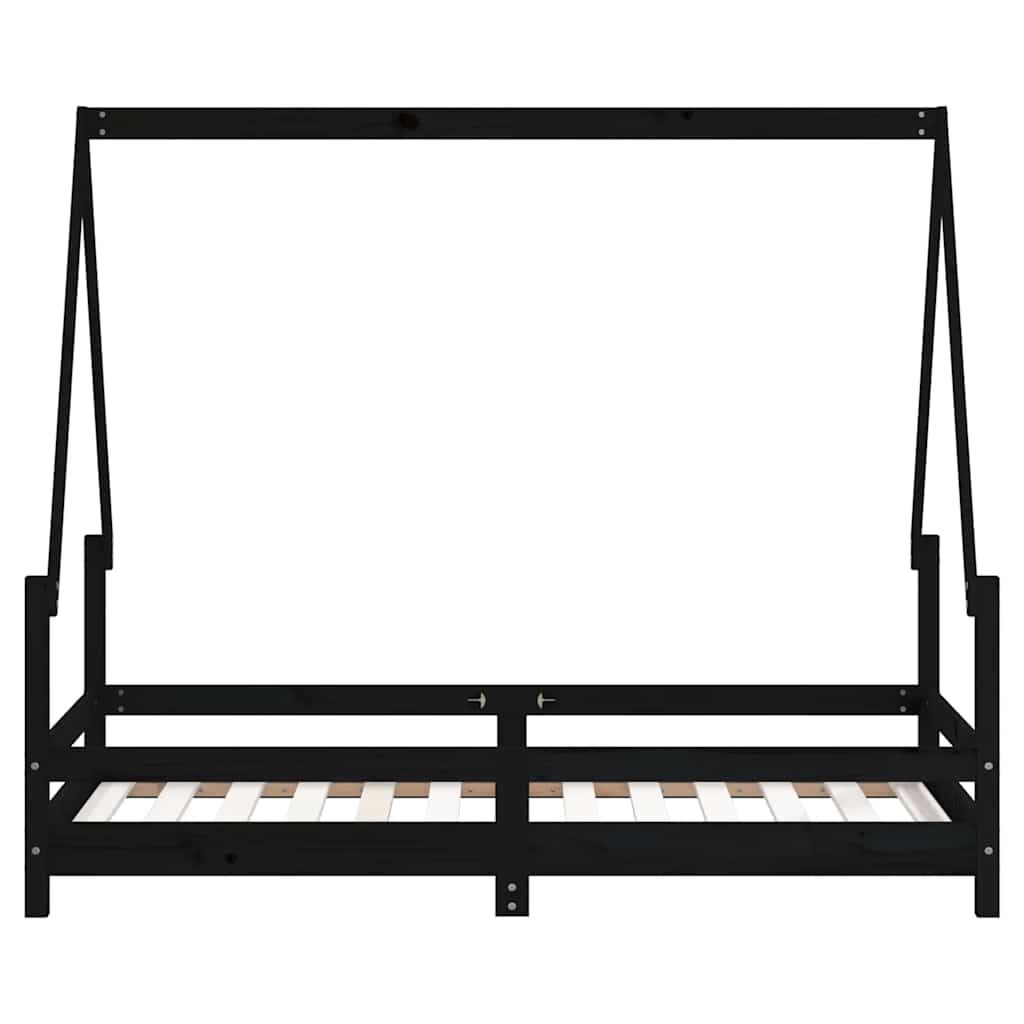 Vidaxl Estructura De Cama Para Niños Madera De Pino Negro 80x160 Cm_3