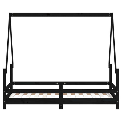 Vidaxl Estructura De Cama Para Niños Madera De Pino Negro 80x160 Cm_3