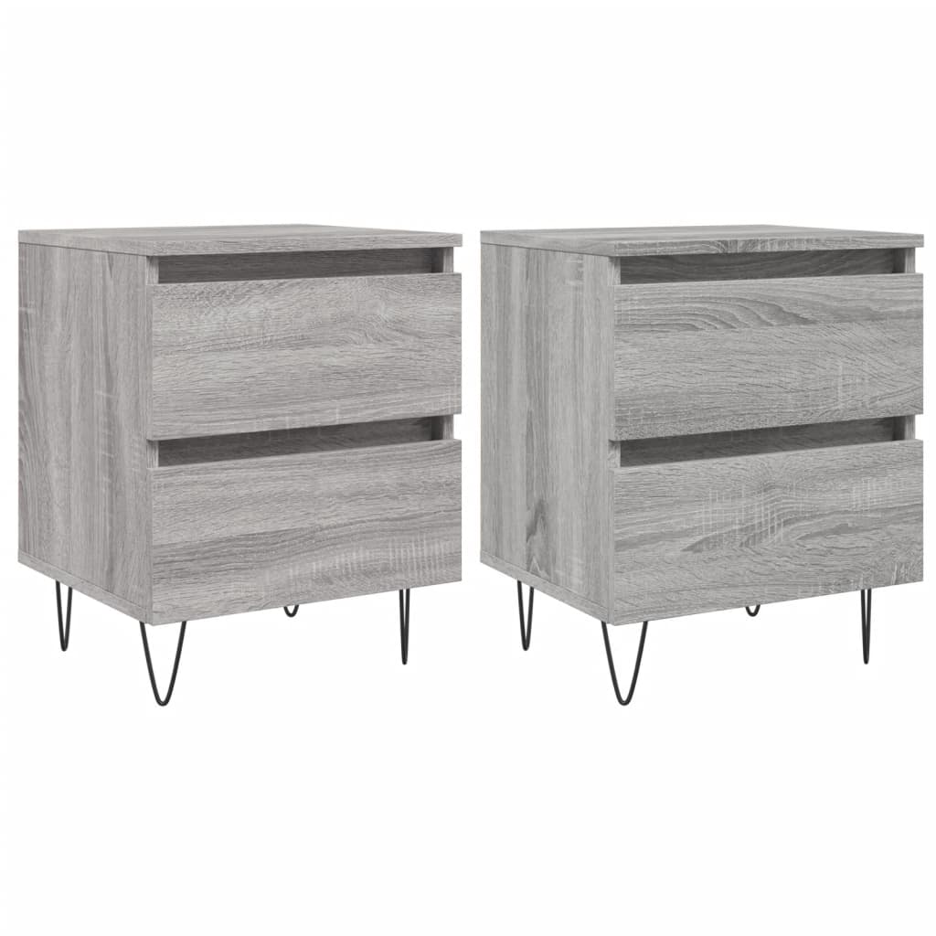 Mesita De Noche 2 Uds Madera Ingeniería Gris Sonoma 40x35x50 Cm_0