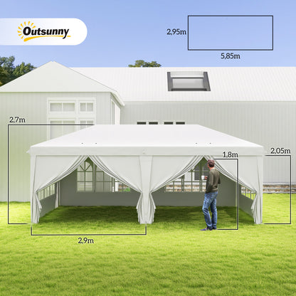 Outsunny Carpa Plegable 6x3 M Con 6 Paneles 2 Puertas Con Cremallera Blanco_2