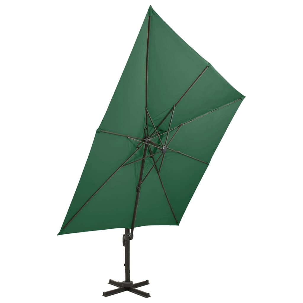 Vidaxl Sombrilla Jardín Voladiza Con Cubierta Doble Verde 300x300 Cm_1