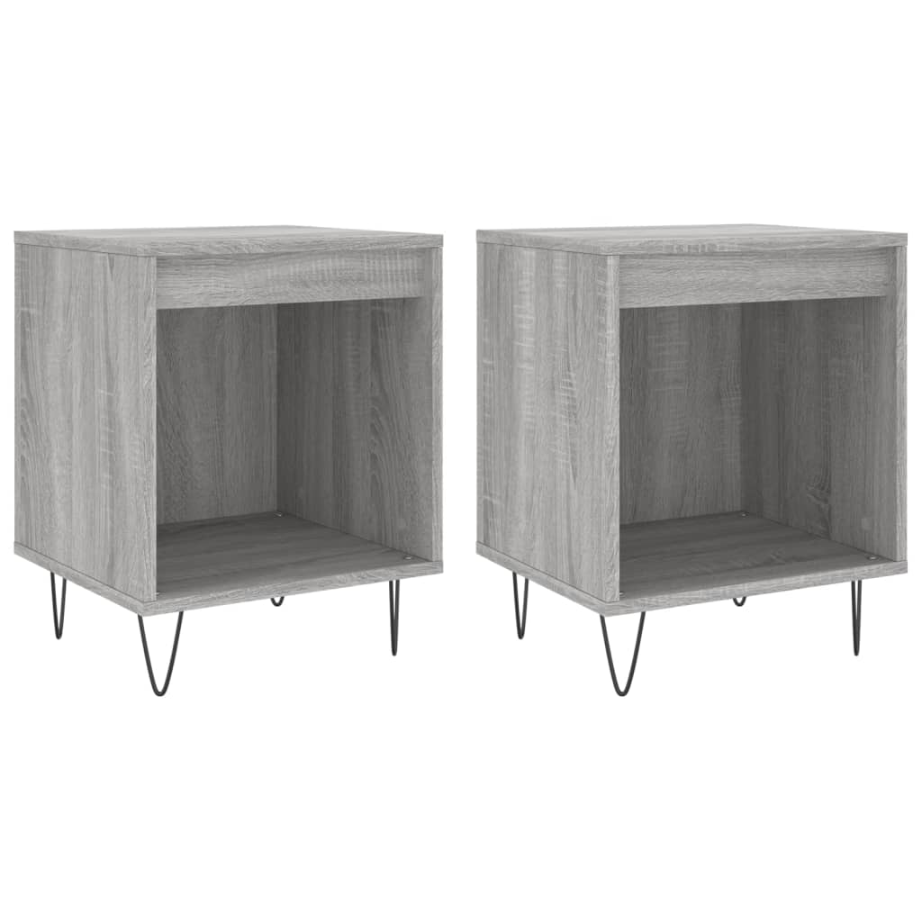 Mesita De Noche 2 Uds Madera Ingeniería Gris Sonoma 40x35x50 Cm_0