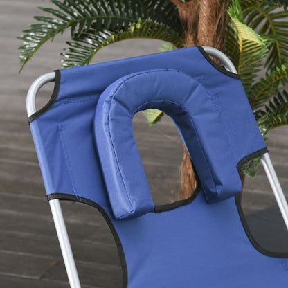 Outsunny Tumbona Reclinable Y Plegable De Jardín Con Respaldo Ajustable Azul_4