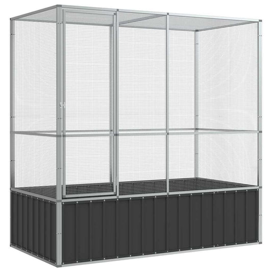 Vidaxl Pajarera De Acero Color Plateado 210,5x107x212 M_0