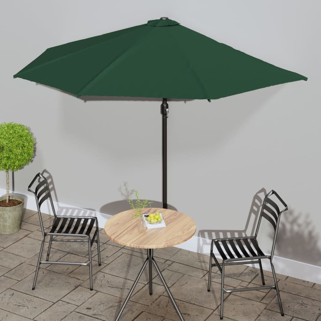 Vidaxl Sombrilla De Balcón Semicircular Palo Aluminio Verde 300x155cm_1