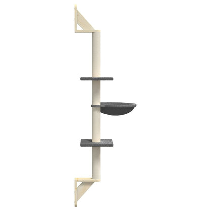 Vidaxl Árbol Rascador Para Gatos De Pared Gris Oscuro 142,5 Cm_4
