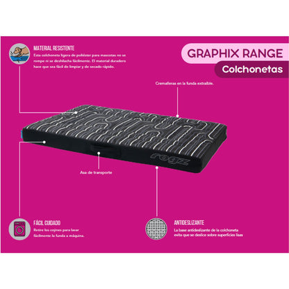 Colchoneta Para Perro Rogz Graphix 107x72x8cm Estampado Doodle Talla L_1