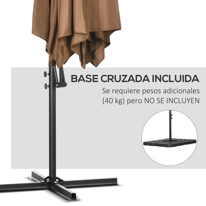 Outsunny Sombrilla Voladizo De Jardín Ø295x245 Cm Manivela Manual Con 6 Varillas_5