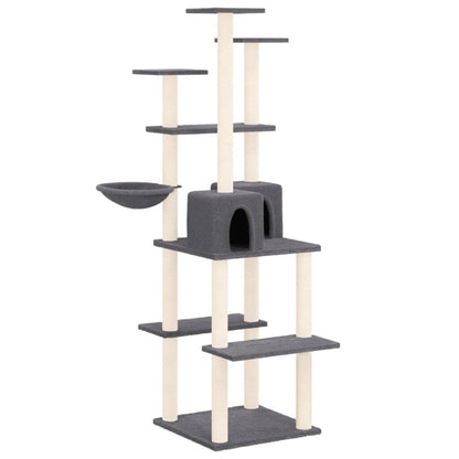 Vidaxl Rascador Para Gatos Con Postes De Sisal Gris Oscuro 167 Cm_0