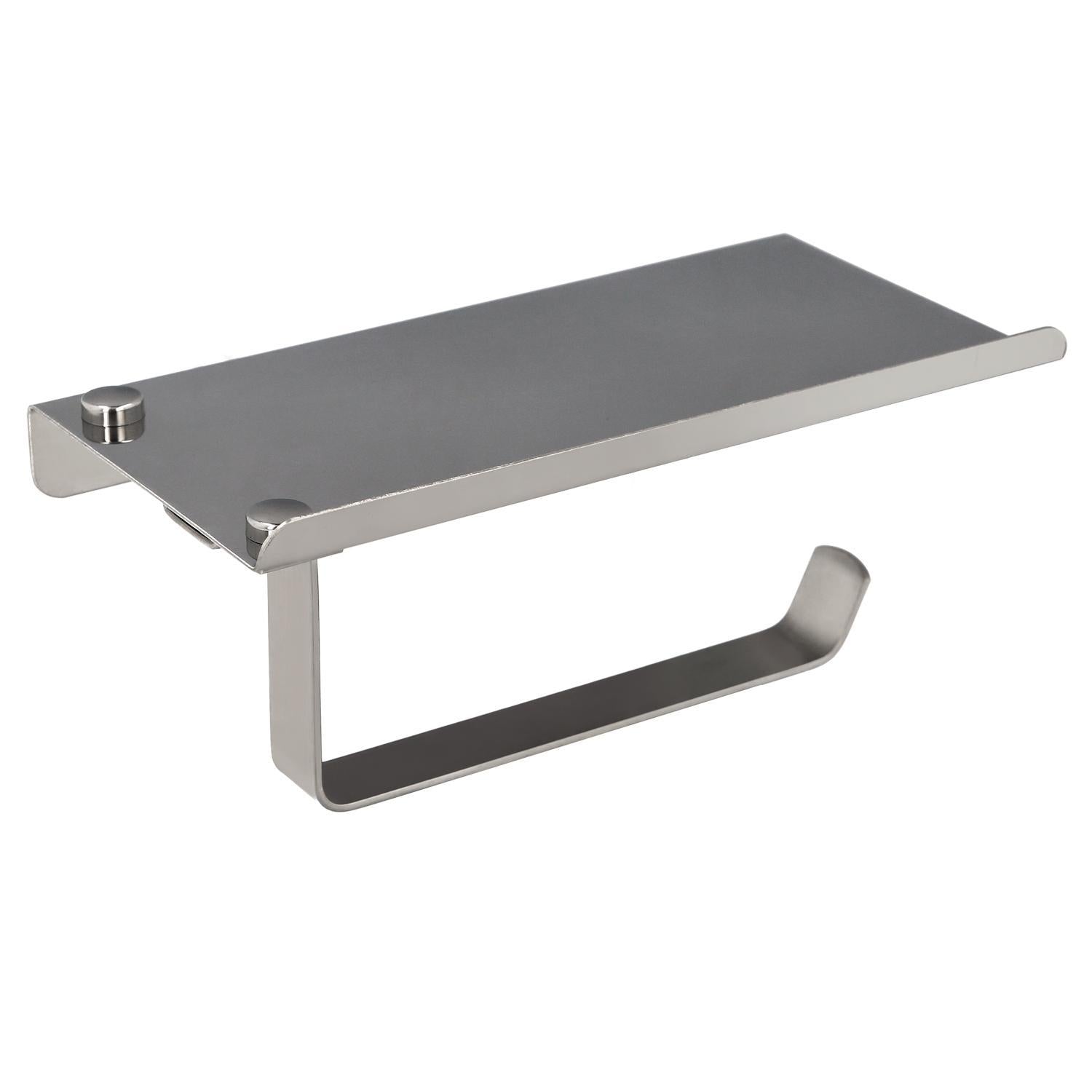 Portarrollos Baño Con Estante Para Moviles Autoadhesivo, Color Inox Con Efecto Espejo, Autoadhesivo Resistente O Con Tornillos_0